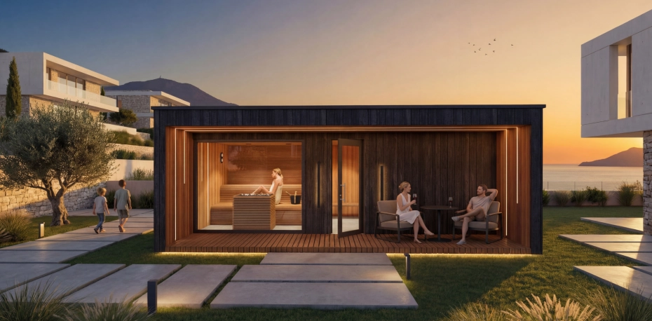 Joy Familie Ganzjähriges Premium Wellnesshaus mit Sauna