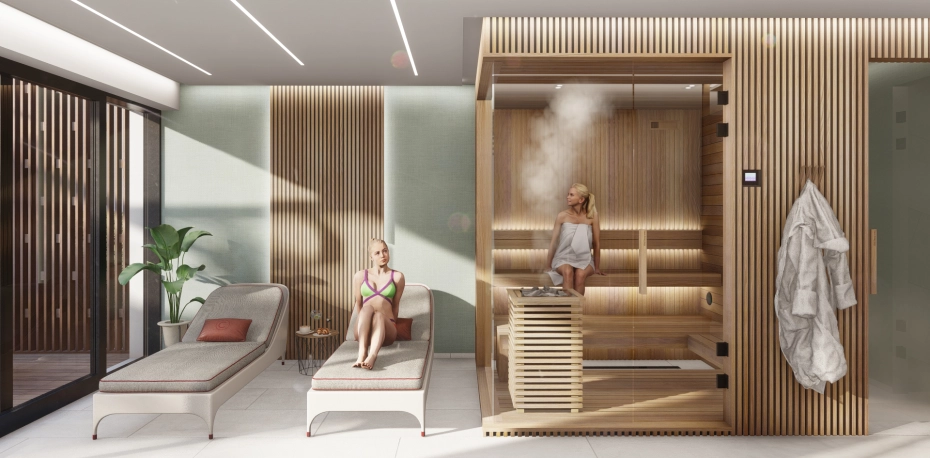 Privater Sauna-Wellness-Bereich, maßgeschneidert nach individuellen Bedürfnissen 