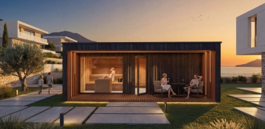 Designer Außensauna im Garten