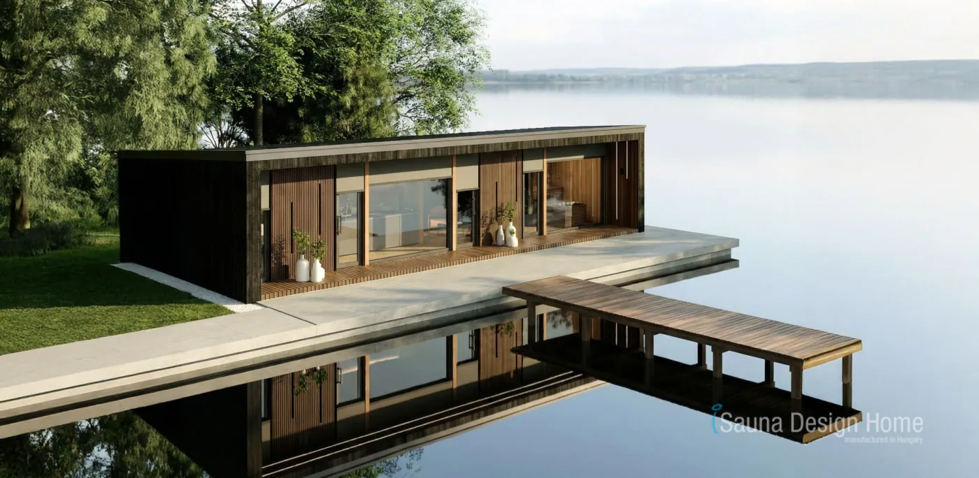 Panoramischer Wellness Rückzugsort mit Steg