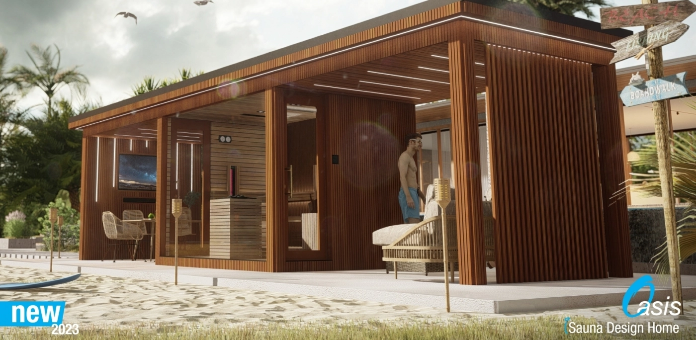 Saunahaus mit zwei Vordächern - Oasis
