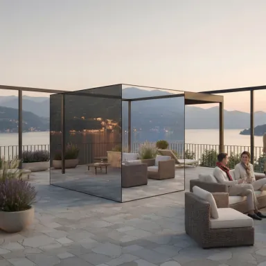Moderne Außensauna auf der Dachterrasse