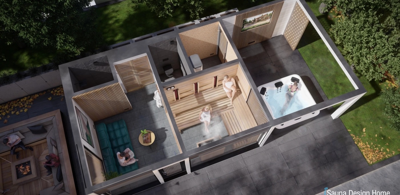 Außen Saunahaus in einer privaten Penthouse