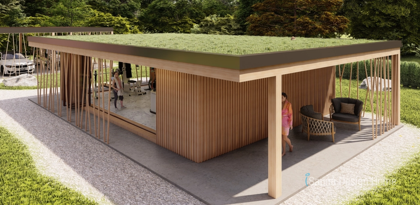 Sauna mit Gründach