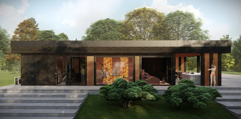 Privates Familien-Sauna- und Wellnesshaus im natürlichen Stil