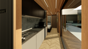 Innenraum des Wellness Rückzugsorts mit Panorama